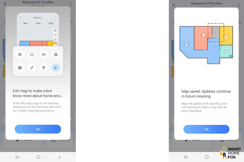 Karte von Deiner Wohnung wird in der Roborock S7 Pro Ultra App bearbeitet